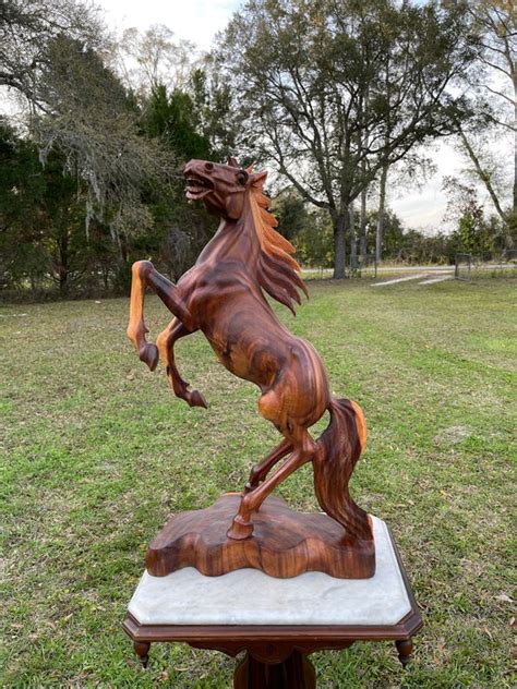 Large Carved Horse Sculpture Wood Horse Equestrian Ranch Etsy
