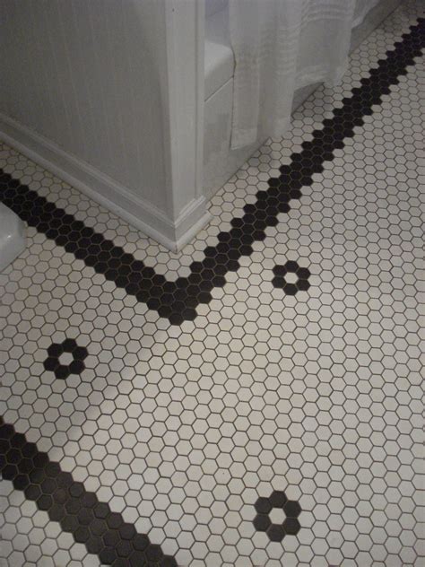 In a bathroom, floor tiling that features contrasting colors is classic, and since it's on the floor, you can go with something a tad bolder. Custom hex-tile floor | Custom pattern in new, vintage ...