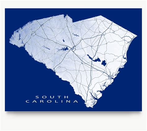 South Carolina Print South Carolina State Map Art Sc State