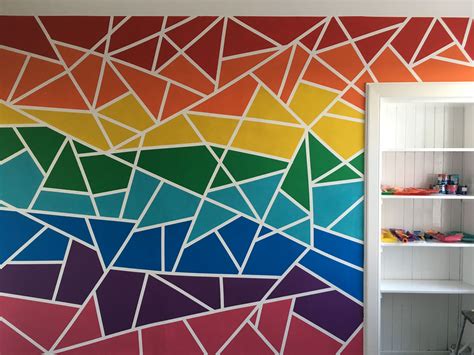 Rainbow Geometric Wall Room Wall Painting Geometric Wall Paint Kids