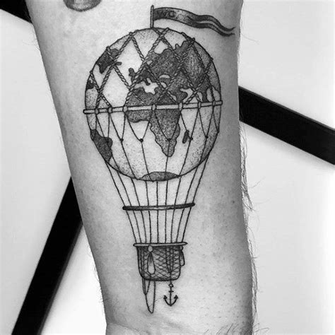 80 Globe Tattoo Designs For Men Traveler Ink Ideas Balloon Tattoo