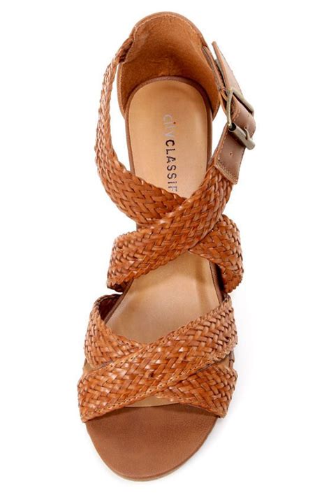 City Classified Evelyn Tan Strappy Braided Wedge Sandals 2500 Braided Sandals Braided Strap