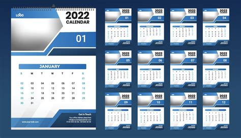 Idea De Diseño De Plantilla De Calendario De Pared 2022 Calendario