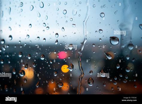 City Lights Through Rainy Day Window Stock Photo Alamy