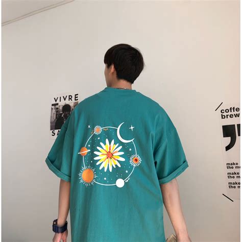 Summer Trend Print T Shirt Korean Loose Casual Couple T Shirt Fashion All Match Five Point