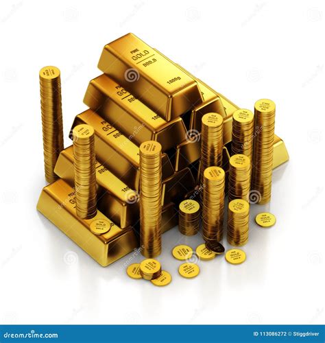 3d Illustration Of A Gold Bars And Golden Coins Stock Illustration