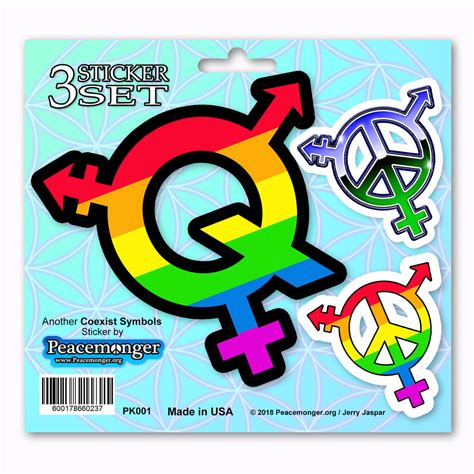 pk001 lgbtq symbols gay lesbian bisexual transsexual queer 3 sticker set