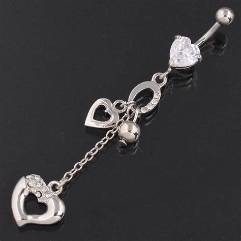 High Quality Heart Andbell Tassel Belly Button Ring 14g Belly Bar Body