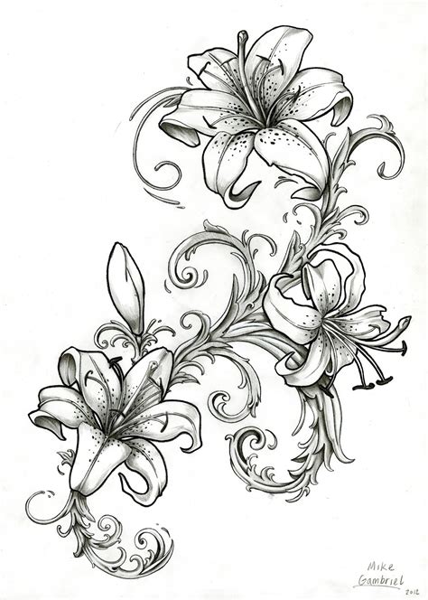 Tiger Lily Flower Drawing At Explore Collection Of