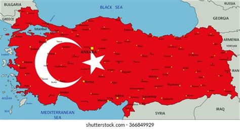 Turkey Highly Detailed Political Map National เวกเตอรสตอก ปลอดคา