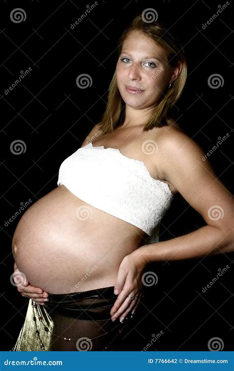 Pregnant Woman Showing Off Her Belly Stock Photography Image