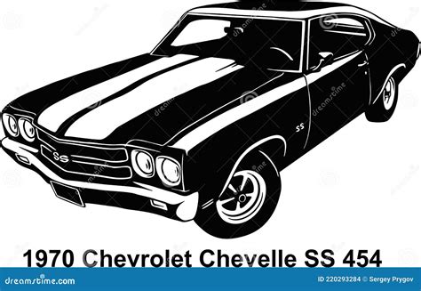 Muscle Car Old Usa Classic Car 1970s Muscle Car Stencil Vector