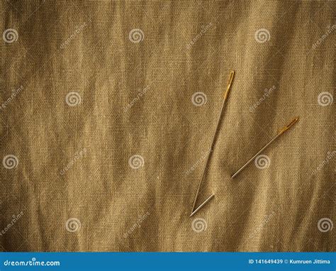 Needle And Natural Linen Texture Background Stock Image Image Of