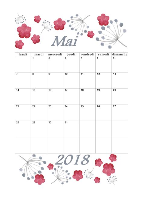 Calendrier Mai 2018 à Imprimer Calendriers Pdf Imprimables