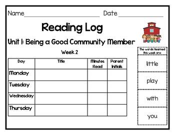 benchmark advance inspired weekly reading logs  grade units