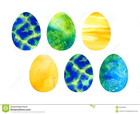 Easter Set Of Watercolor Colored Eggs Stock Vector Illustration Of