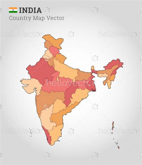 India Colorful Map Vector Illustration Download Graphics And Vectors