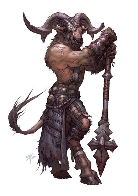 Beast Warrior Concept Art Satyr With Mace Dnd Pathfinder Character