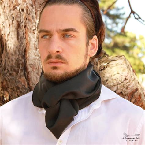 Black Silk Scarf For Men Elegant Summer By Foxenbergscarves