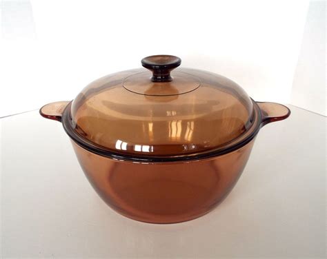 Corning Pyrex Visions Amber Cookware 5 Qt Glass Covered Stock Pot 4 5l Usa Made Stock Pot