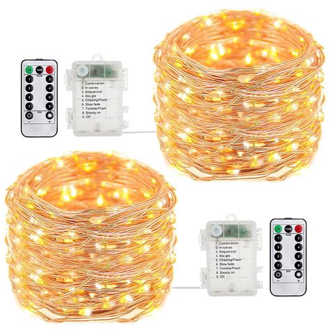 Fairy Lights 2 Pack Battery Operated Waterproof 50 Led Fairy String Lights 16 4feet Light With
