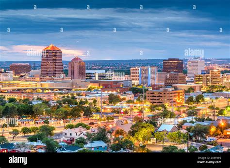 Albuquerque New Mexico Usa Downtown Cityscape At Twilight Stock Photo