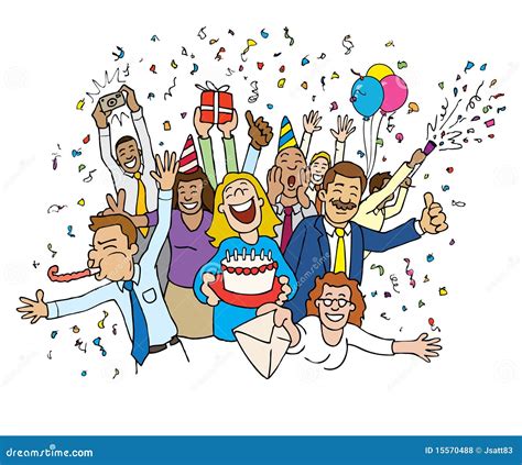 Cartoon Office Celebration Stock Vector Illustration Of Isolated