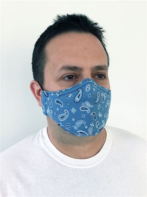 Blue Bandana Face Mask For Men Paisley Blue Face Mask Bandana Face