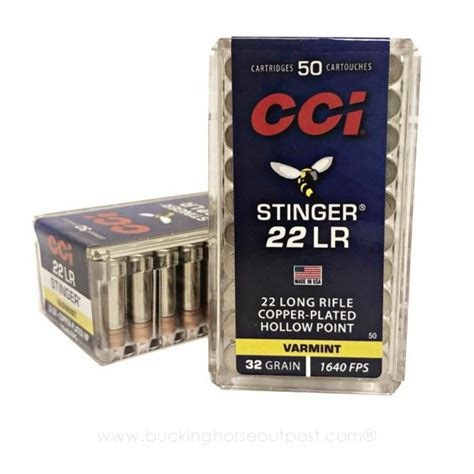 Cci Stinger 22 Lr 32 Grain Copper Plated Hollow Point 50rds Per Box