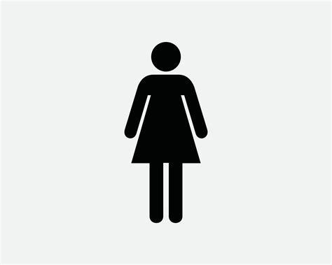 Woman Stick Figure Icon Female Girl Lady Human Person Toilet Bathroom