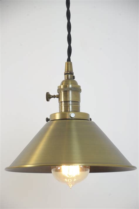 Solid Antique Brass Pendant Light Fixture Rustic Vintage