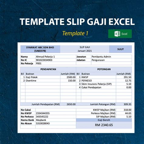 Template Slip Gaji Excel Dengan Data Pekerja Shopee Malaysia