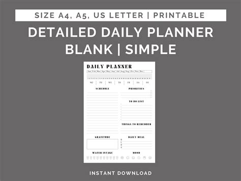 Daily Planner Detailed Blank Daily Planner Digital Planner Etsy