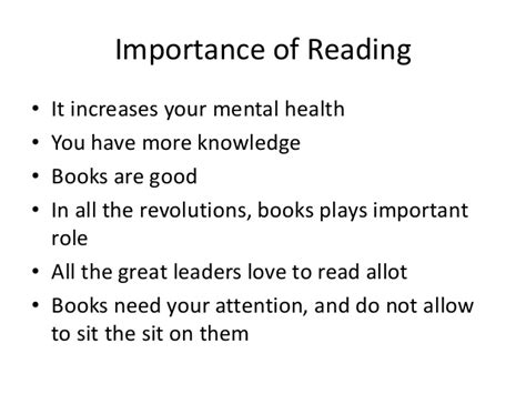 The importance of reading is completely undeniable. Why Reading Is Important For Your Health