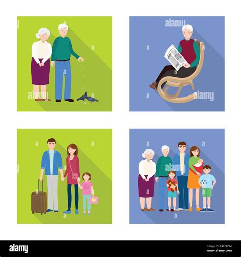 Vector Illustration Of Generation And Happy Sign Set Of Generation And