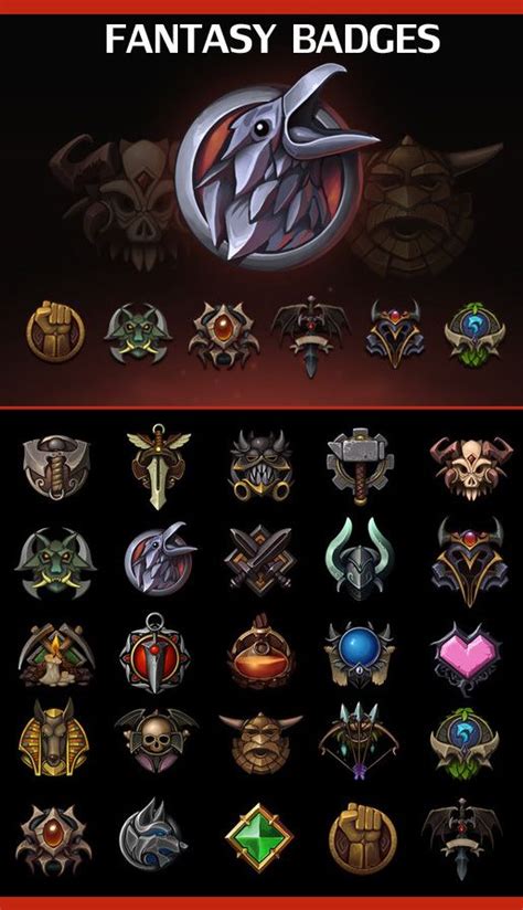 Fantasy Badges 2d Icons Unity Asset Store Knutselen