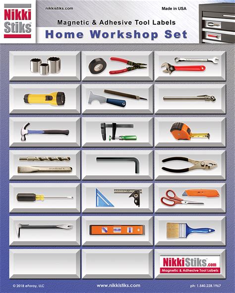 Tool Organization Labels Nikkistiks® Home Workshop Set