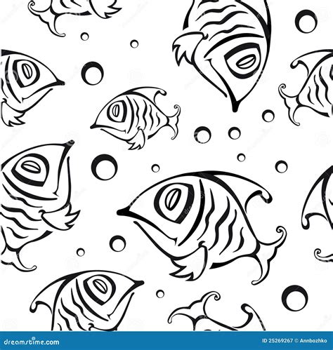 Seamless Pattern With Abstract Fish Royalty Free Stock Photography