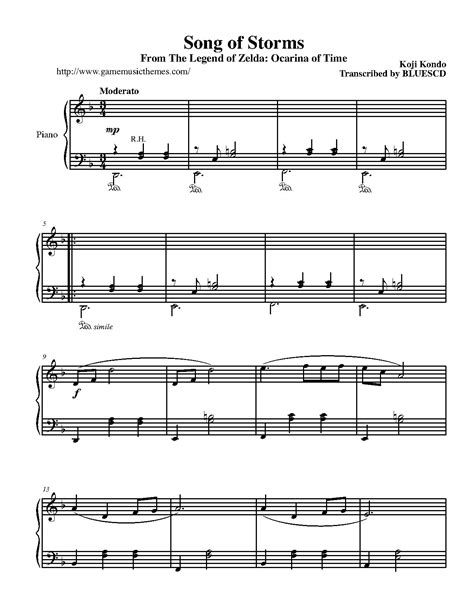 Print and download song of storms sheet music by marioverehrer arranged for piano. The Legend of Zelda Song of Storms p. 1 Piano sheet music | Sheet music, Piano sheet, Piano ...