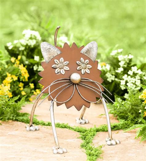 Handcrafted Recycled Metal Cat Sculpture Statues And Sculptures