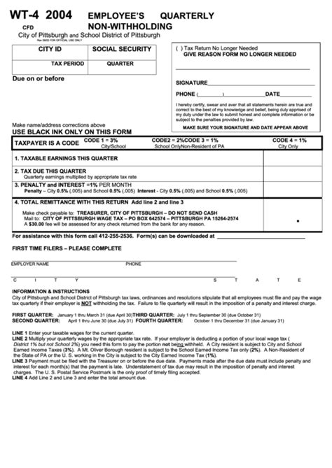 Free Fillable Wt 4 Form Printable Forms Free Online