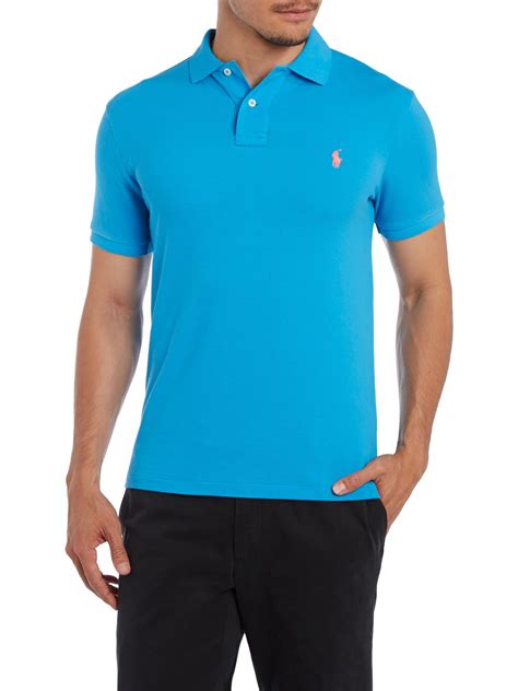 Polo Ralph Lauren Slim Fit Short Sleeve Mesh Polo Shirt In Blue For Men