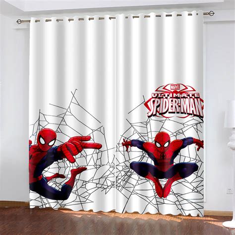 Spiderman Curtains Cosplay Blackout Window Treatments Drapes For Room