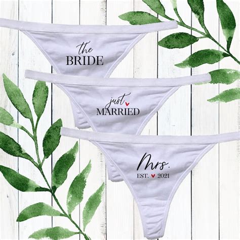 Newlywed T For Bride Honeymoon Lingerie Set Of 3 Thong Panties