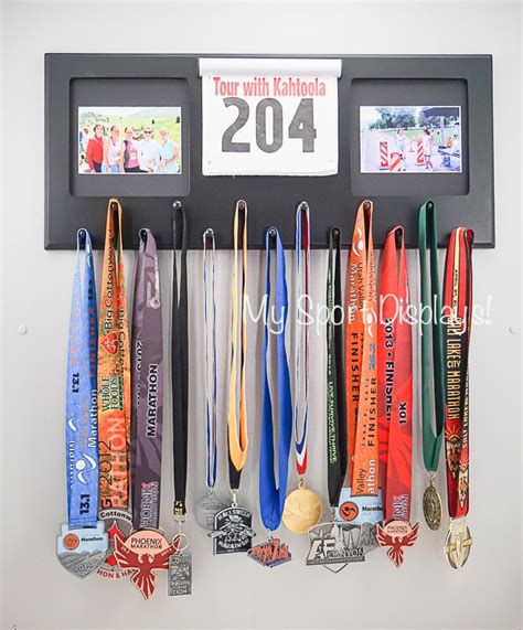 Black Sport Medal Display With Clamp Bib Holder And Photo Etsy