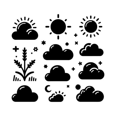 Premium Vector Set Of Silhouette Flat Style Clouds Sky Elements