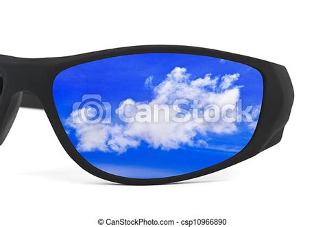 Sunglasses And Sky Reflection Isolated On White Background