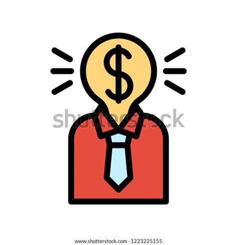Business Man Thinking Money Editable Outline Stock Vector Royalty Free