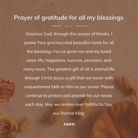Prayer Of Gratitude For All My Blessings Avepray