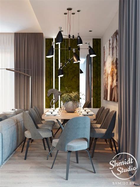 Modern Open Plan Dining Room With Stunning Lighting Designs In Minsk